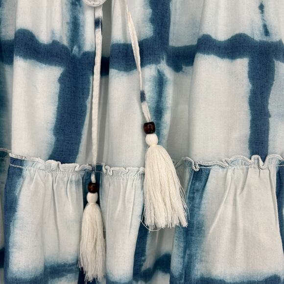Pilcro Skirt Womens L Boho Ruffle Tie Dye Blue‎ White Peasant Feminine Smocked - Picture 3 of 8